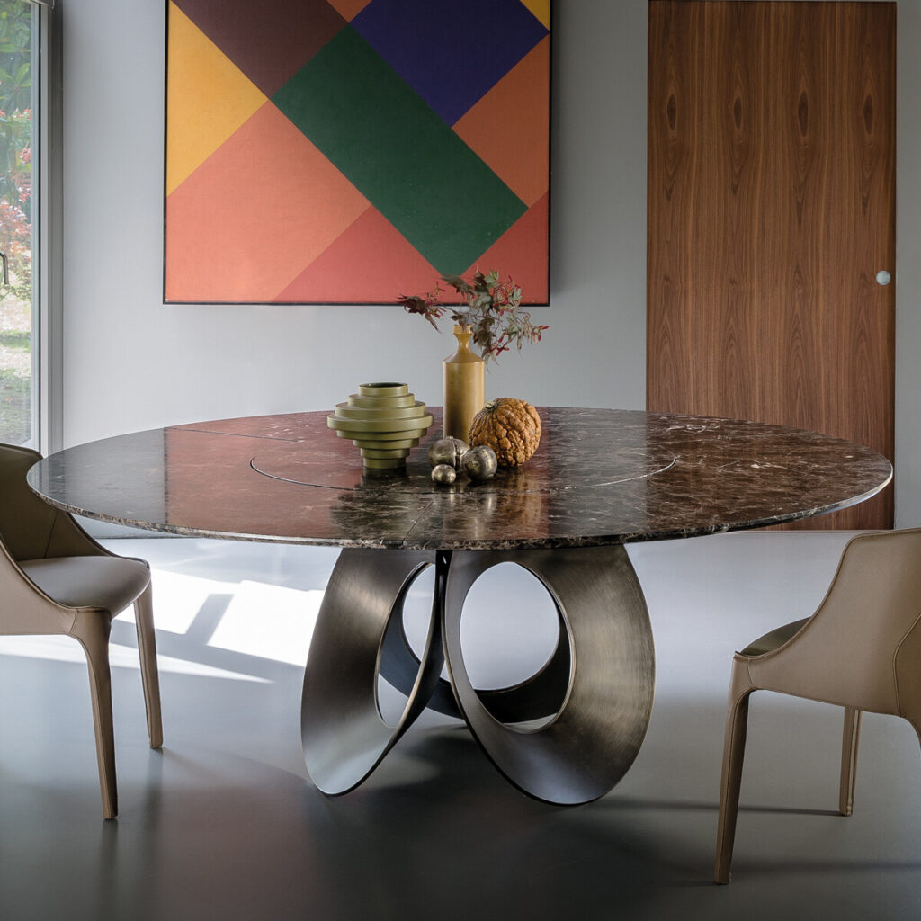 Arketipo ORACLE Tisch mit Marmorplatte & Lazy Susan Drehplatte 200 cm