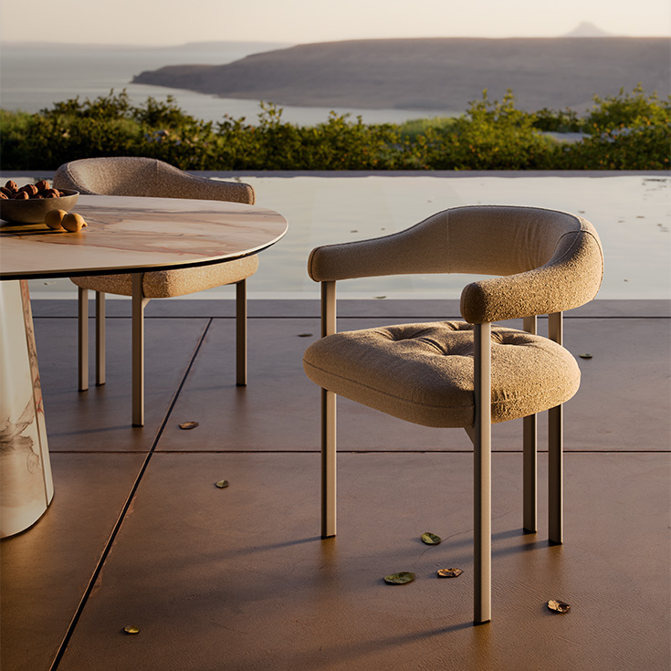 Cattelan Italia Stuhl Greta Outdoor aus Stoff und Metallgestell