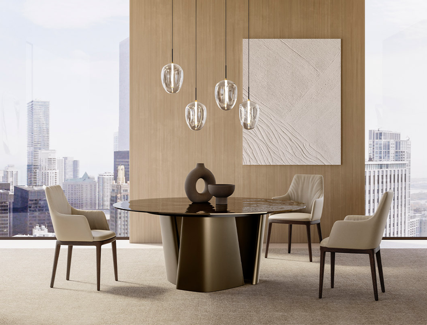 ACHILLE Glass Top Rund – exklusiver Design Esstisch mit Glasplatte von Eforma