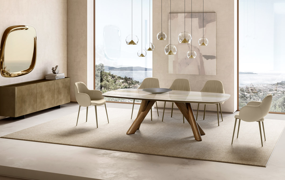 Eforma Canova Keramik prime exklusiver Design Esstisch mit Keramikplatte in verschiedenen Größen