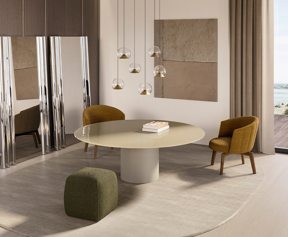 Eforma CILINDRO LOUNGE mit Glasplatte Rund