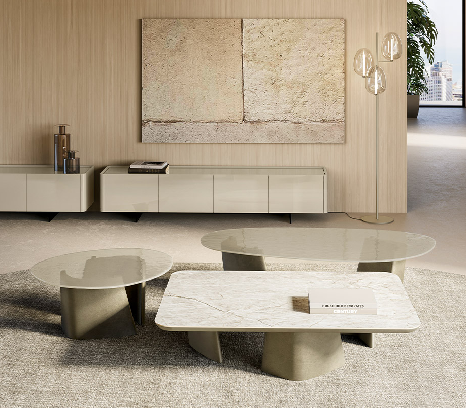 Eforma Achille low – Designer Couchtisch mit Keramikplatte
