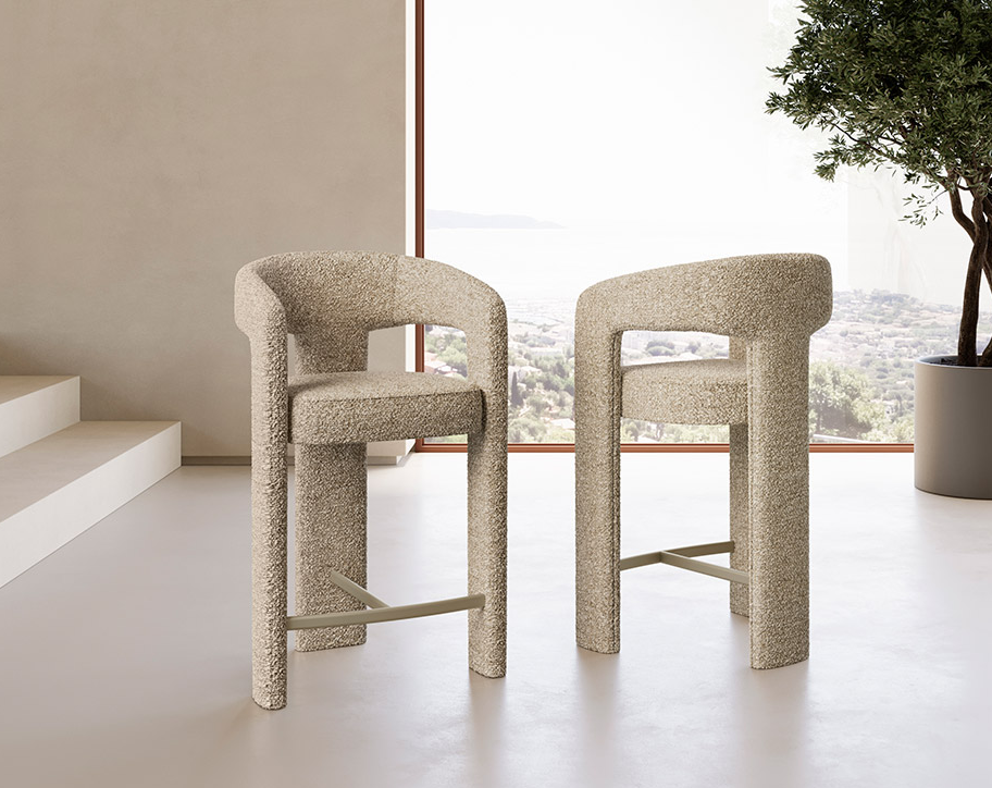 Eforma Egle Stool Barhocker Designerstuhl mit bezogenen Gestell in Leder - oder Stoffbezug