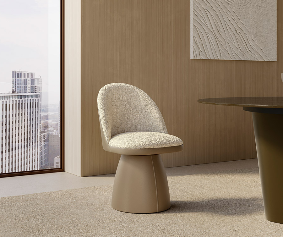 Eforma Minni Prestige Designerstuhl mit bezogenen Gestell opt. drehbar in Leder - oder Stoffbezug (Kopie)